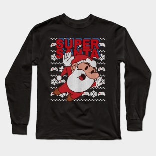 Retro Games Super Santa - knitted ugly Christmas Long Sleeve T-Shirt